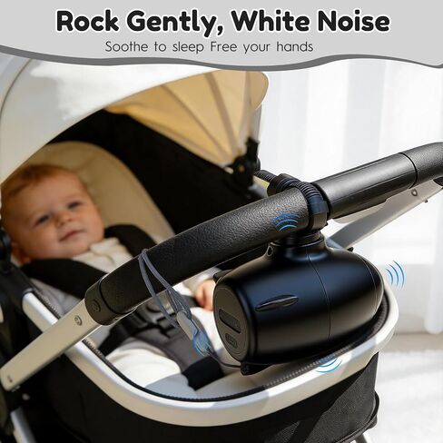 Portable Stroller Rocker Sleep Aid, Fits All Strollers and Prams,Gently Rocks Any Stroller or Pram, Rechargeable Bouncer with Adjustable Speed Black in Kuwait