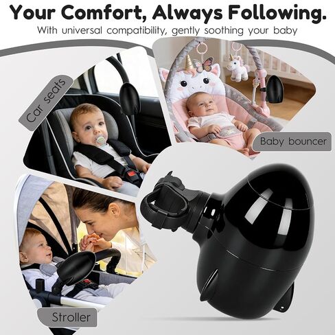 Portable Stroller Rocker Sleep Aid, Fits All Strollers and Prams,Gently Rocks Any Stroller or Pram, Rechargeable Bouncer with Adjustable Speed Black in Kuwait