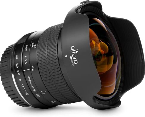 Altura Photo 8mm f/3.0 Professional Wide Angle Lens Aspherical Fisheye for Canon EOS 90D 80D 77D Rebel T8i T7 T7i T6i T6s T6 T100 SL2 SL3 DSLR Cameras with EF Mount in Kuwait