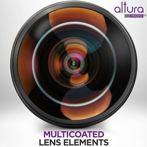 Altura Photo 8mm f/3.0 Professional Wide Angle Lens Aspherical Fisheye for Canon EOS 90D 80D 77D Rebel T8i T7 T7i T6i T6s T6 T100 SL2 SL3 DSLR Cameras with EF Mount in Kuwait