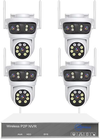 Three Lens PTZ CCTV System H.265 Wireless Surveillance System 6MP Two Way Audio IP Security Camera Auto Tracking, Color Night Version, Motion Detection in Kuwait