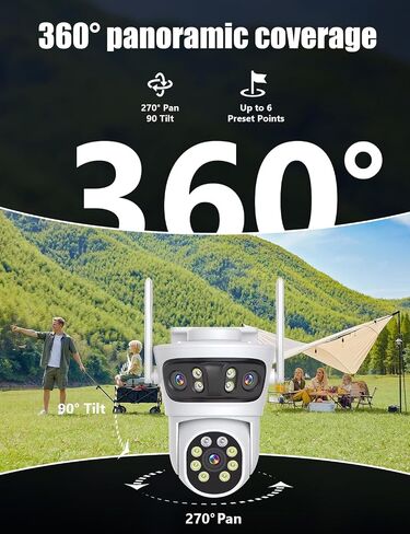 Three Lens PTZ CCTV System H.265 Wireless Surveillance System 6MP Two Way Audio IP Security Camera Auto Tracking, Color Night Version, Motion Detection in Kuwait