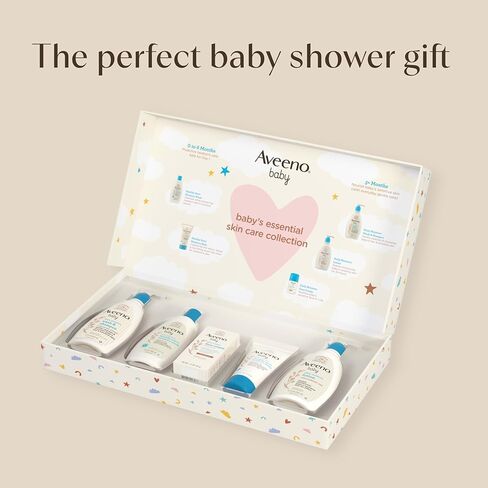 Aveeno Baby Essential Skincare Gift Set, 5-Piece Collection with Wash and Shampoo, Daily Moisture Body Lotion, Face Moisturizer & Newborn Wash and Baby Balm, Gentle Daily Care for Sensitive Skin | Sensitive Skin in Kuwait