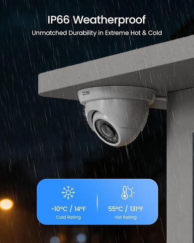 ZOSI 5MP Lite Home Security Camera System with AI Human Vehicle Detection, 8CH H.265+ CCTV DVR and 8 x 1080p Weatherproof Surveillance Bullet Dome Camera Outdoor, Night Vision, Remote Access (No HDD) in Kuwait