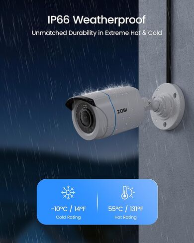 ZOSI 1080P H.265+ Home Security Camera System, 8CH 5MP-Lite Surveillance DVR and 8 x 1080p Weatherproof CCTV Bullet Camera Outdoor with 80ft Night Vision, Remote Access, 90° View Angle, No Hard Drive in Kuwait