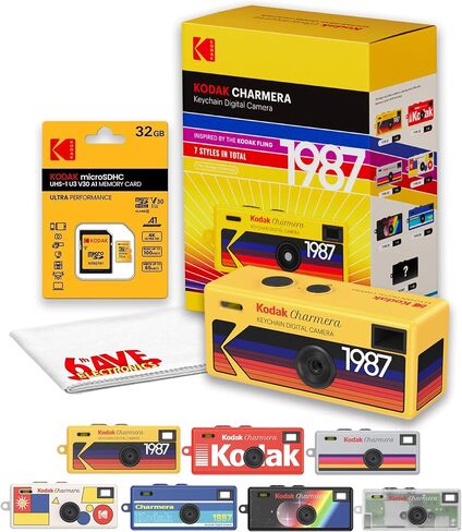Kodak Charmera Keychain Digital Camera Blind Box 2 Pack Pocket Retro Camera for Travel, Selfies & Everyday Memories (KDKRK0601) + 2 x Kodak 32GB microSD + Micro Fiber Cloth (6pc Bundle) in Kuwait