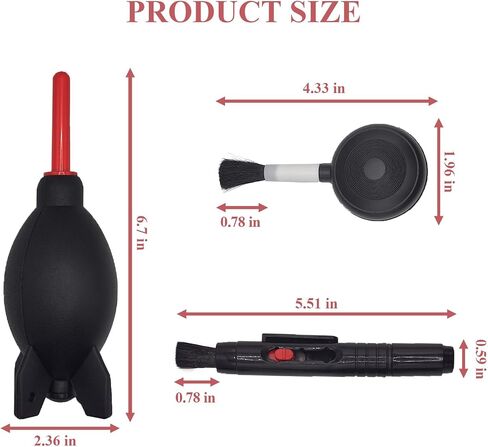 Camera Lens Cleaning kit with Lens Cleaning Pen, Camera Air Blower, 2 Pcs Rubber Rocket Air Blower Duster, Camera Accessories for Lens, Camera, Telescope, Phones (4) in Kuwait