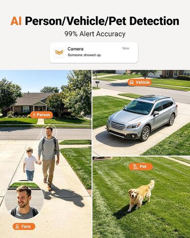 Anlapus 8CH 4K 8MP Home Security Camera System with 1TB HDD, 8 x Wired CCTV Cameras Outdoor Indoor, 3K Magnetic Window Cam, AI Human Vehicle Detect, Audio Recording, 80ft Night Vision, Remote Access in Kuwait