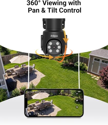 Anlapus 4K 8CH Wired Security Camera System Outdoor, 8 x 8MP IP66 Pan Tilt CCTV Cameras and 3K Magnetic Window Cam, Night Vision, AI Human Vehicle Detect, 360° Coverage, Audio Recording, 8CH 1TB HDD in Kuwait