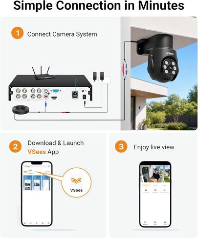 Anlapus 4K 8CH Wired Security Camera System Outdoor, 8 x 8MP IP66 Pan Tilt CCTV Cameras and 3K Magnetic Window Cam, Night Vision, AI Human Vehicle Detect, 360° Coverage, Audio Recording, 8CH 1TB HDD in Kuwait