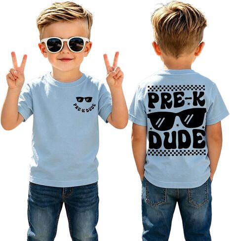 CM C&M WODRO Pre-K Dude Shirt for Boy Toddler Funny First Day of Preschool T-Shirt Kids Back to School Short Sleeve Tee Tops in Kuwait