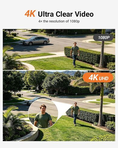 Anlapus 4K Home Security Camera System Outdoor Indoor, 4 x Weatherproof CCTV Surveillance Camera and 4 x Pan/Tilt Cam, AI Human Vehicle Detection, 80ft Night Vision, Audio Recording, Remote Access in Kuwait