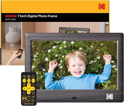 KODAK 7 Inch Digital Picture Frame with Remote Control, 1024x600 HD Display Digital Photo Frame, USB or SD Card Required, Auto-Rotate, Supports Photo/Video/Music/Calendar/Slideshow in Kuwait