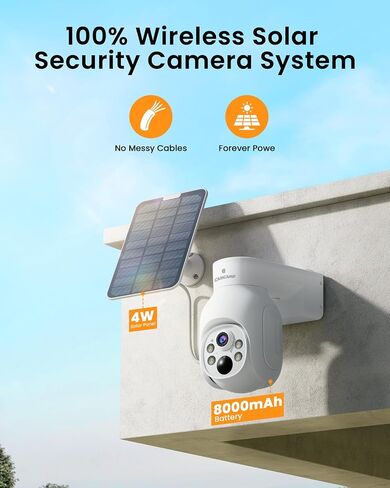 Solar Security Cameras Wireless Outdoor, Home Security Camera System | No Subscription, 6-Cam Pack, 360° Pan & Tilt, Color Night Vision, 5G & 2.4G WiFi, 500GB HDD 10CH NVR, Motion Detection in Kuwait