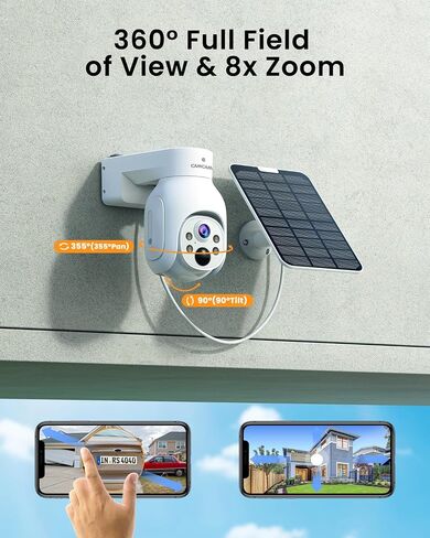 Solar Security Cameras Wireless Outdoor, Home Security Camera System | No Subscription, 6-Cam Pack, 360° Pan & Tilt, Color Night Vision, 5G & 2.4G WiFi, 500GB HDD 10CH NVR, Motion Detection in Kuwait