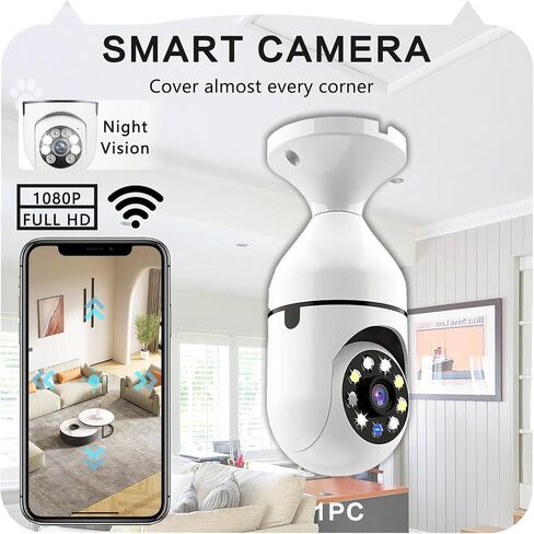Light Bulb Security Camera 2-Pack, 5GHz WiFi, 360° PTZ Outdoor in Kuwait
