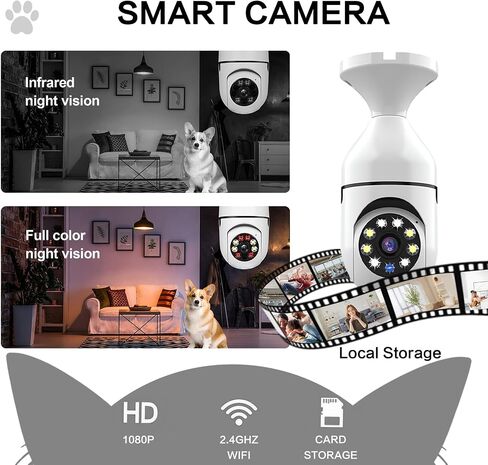 Light Bulb Security Camera 2-Pack, 5GHz WiFi, 360° PTZ Outdoor in Kuwait