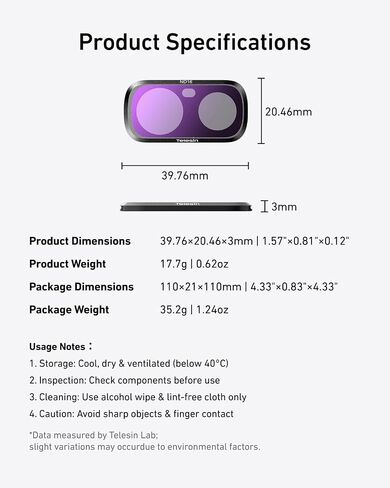TELESIN ND Filter Set for Insta360 Luna Ultra Accessories, ND4 ND16 ND64 Neutral Density Lens Filters, Multi-Coated HD Optical Glass for Cinematic Video, Vlogging, Travel & Outdoor Sports in Kuwait