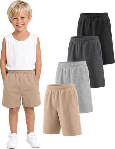 4 Pack Toddler Boys Athletic Shorts Baby Boys Wide Leg Basketball Soccer Shorts with Pockets Summer Clothes 18M-5T in Kuwait