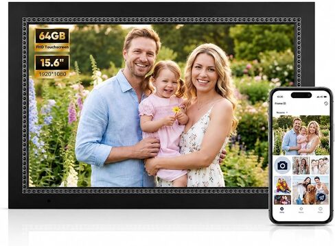 Digital Picture Frame, 15.6 Inch Large Digital Photo Frame WiFi, 64GB Memory, 1920×1080 IPS Touch Screen, Wall Mountable, Share Photos & Videos via AiMOR App, Gift for Parents, Birthday, Women in Kuwait