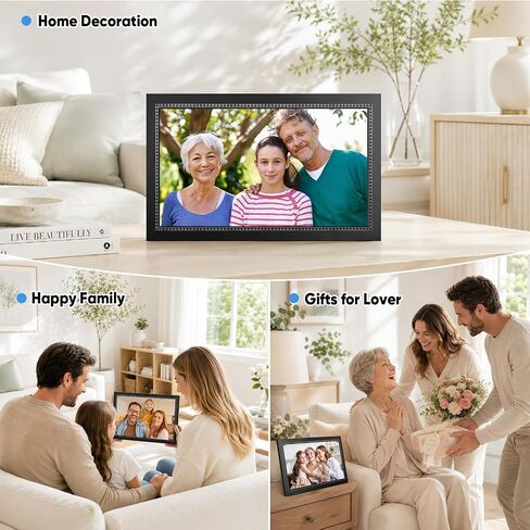 Digital Picture Frame, 15.6 Inch Large Digital Photo Frame WiFi, 64GB Memory, 1920×1080 IPS Touch Screen, Wall Mountable, Share Photos & Videos via AiMOR App, Gift for Parents, Birthday, Women in Kuwait