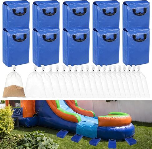 10 PCS Vinyl Sand Bags, Outdoor Indoor Anchor Safety Product for Inflatable Bounce House, Water Slides, Canopies and Tents (10) in Kuwait