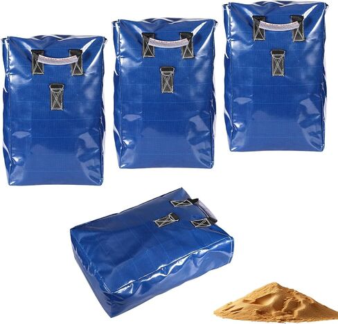 PEUTIER 6pcs Vinyl Sandbags, Waterproof Inflatable Bounce House Sand Bags Anchor Safety Weight Product for Canopies Tents and Water Slides (Blue) in Kuwait