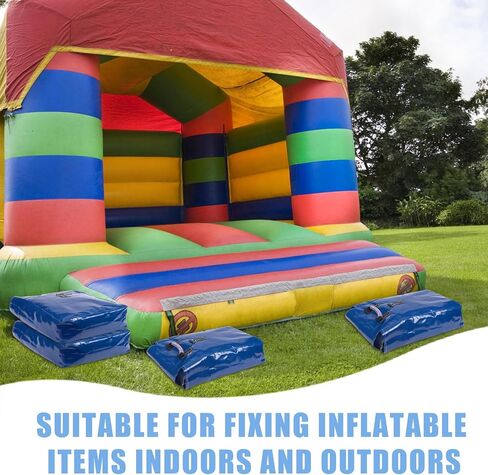 PEUTIER 6pcs Vinyl Sandbags, Waterproof Inflatable Bounce House Sand Bags Anchor Safety Weight Product for Canopies Tents and Water Slides (Blue) in Kuwait