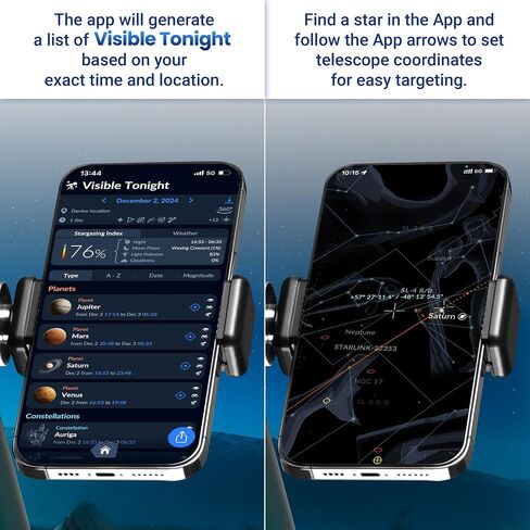 ESSLNB Telescope, 80mm Aperture 700mm Astronomy Refractor Telescope for Adults Beginners, High Transmission Travel Professional Telescope with Stargazing App Wireless Remote Phone Adapter (70080G) in Kuwait
