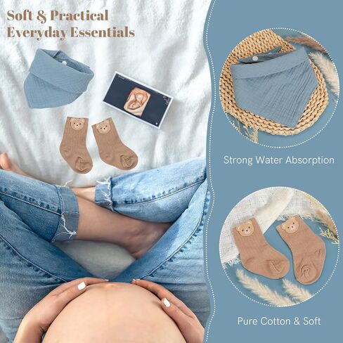 Baby Boy Gift Basket | Baby Boy Gifts for Baby Shower | 9PCS Newborn Essential with Teddy Bear Outfit, Plush Bear, Soothing Bracelet, Pacifier Clip | Welcome Baby Gift Box Gender Reveal Set in Kuwait