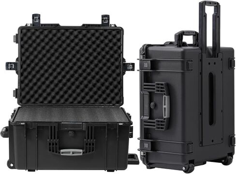 Regetek Rolling Hard Case with Foam,26 x 20 x 13 Inch, Equipment Case with Wheels and 4 Handles for camera, Drone,tool, electronics,Shockproof, Waterproof, TSA Friendly, Inner 22.64"X 16.73"X9.84" in Kuwait