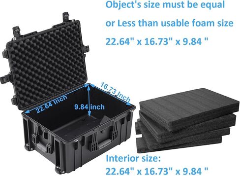 Regetek Rolling Hard Case with Foam,26 x 20 x 13 Inch, Equipment Case with Wheels and 4 Handles for camera, Drone,tool, electronics,Shockproof, Waterproof, TSA Friendly, Inner 22.64"X 16.73"X9.84" in Kuwait