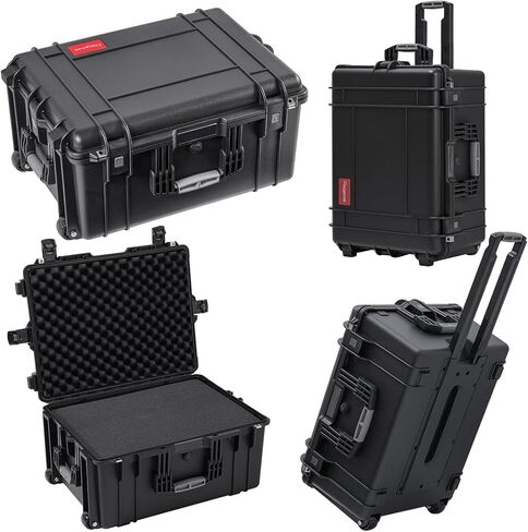 Regetek Rolling Hard Case with Foam,26 x 20 x 13 Inch, Equipment Case with Wheels and 4 Handles for camera, Drone,tool, electronics,Shockproof, Waterproof, TSA Friendly, Inner 22.64"X 16.73"X9.84" in Kuwait