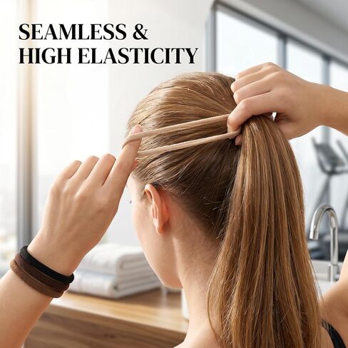Hair Ties No Damage, 100Pcs Seamless Black And Brown Elastics High Stretch Elastic Bands Metal Free No Snag Ponytail Holders For Thick Curly Thin Hair Women Girls Kids 4cm Diameter in Kuwait