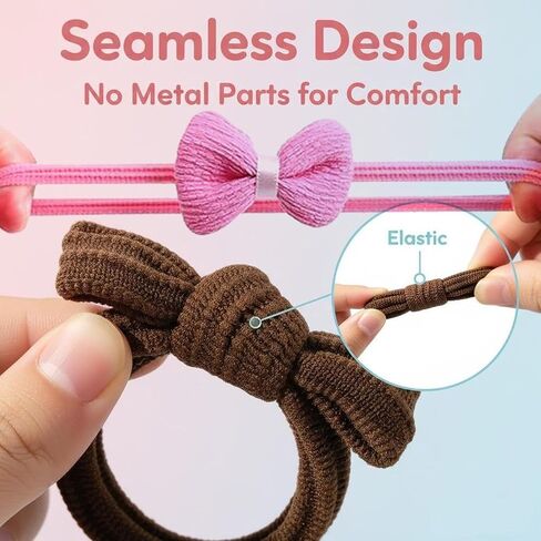 26 Pcs French Toddler Hair Ties for Girls – Cute Flower Seamless Ponytail Holders & Elastic Scrunchies – Ouch-Free Hair Accessories for Baby & Little Girls with Thick Hair (Pink, Purple, Blue mix) in Kuwait