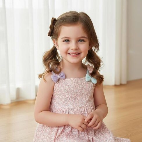 26 Pcs French Toddler Hair Ties for Girls – Cute Flower Seamless Ponytail Holders & Elastic Scrunchies – Ouch-Free Hair Accessories for Baby & Little Girls with Thick Hair (Pink, Purple, Blue mix) in Kuwait
