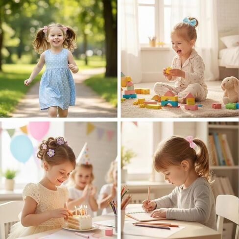 26 Pcs French Toddler Hair Ties for Girls – Cute Flower Seamless Ponytail Holders & Elastic Scrunchies – Ouch-Free Hair Accessories for Baby & Little Girls with Thick Hair (Pink, Purple, Blue mix) in Kuwait