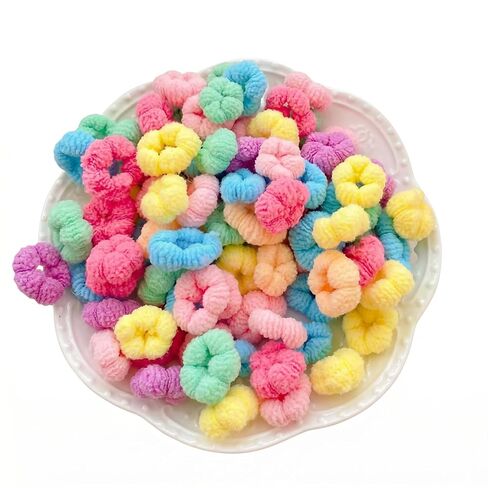 Baby Hair Ties, 100Pcs Soft Kids Elastic Rubber Bands Seamless Cotton Toddler Girl Accessories Small No Pull Pigtail Elastics For Little Girls Infants Toddlers Thin Hair Ponytail Braids in Kuwait