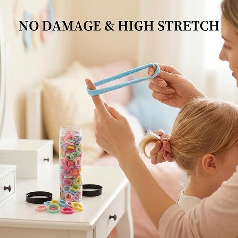 Baby Hair Ties, 100pcs High Elastic Toddler Rubber Bands Small Seamless Kids Elastics No Damage Soft Infant Ties for Little Girls Fine Hair Braids Styling Accessories in Kuwait