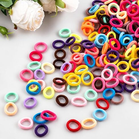 Hair Ties, Soft Elastic Hair Bands for Toddlers Girls, Gentle No-Damage Ponytail Holders for Daily Hairstyles School and Playtime, Multicolor Small Hair Elastics 100-Pack in Kuwait