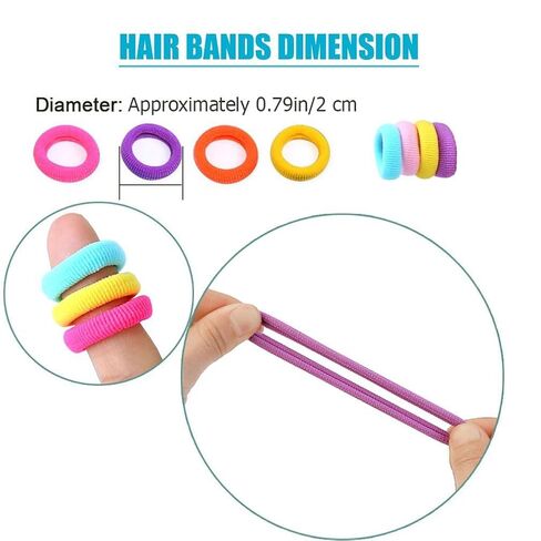 Hair Ties, Soft Elastic Hair Bands for Toddlers Girls, Gentle No-Damage Ponytail Holders for Daily Hairstyles School and Playtime, Multicolor Small Hair Elastics 100-Pack in Kuwait