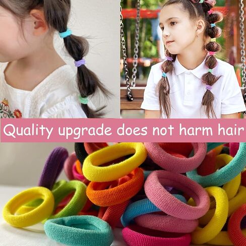 Hair Ties, Soft Elastic Hair Bands for Toddlers Girls, Gentle No-Damage Ponytail Holders for Daily Hairstyles School and Playtime, Multicolor Small Hair Elastics 100-Pack in Kuwait