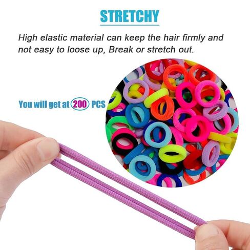 Hair Ties, Soft Elastic Hair Bands for Toddlers Girls, Gentle No-Damage Ponytail Holders for Daily Hairstyles School and Playtime, Multicolor Small Hair Elastics 100-Pack in Kuwait