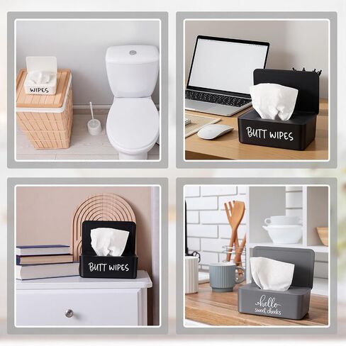 3 Pack Baby Wipes Dispenser for Bathroom Baby Wipe Holder with Lid Wipe Container Toilet Tissue Storage Box Case for Bathroom Home Office Decor in Kuwait