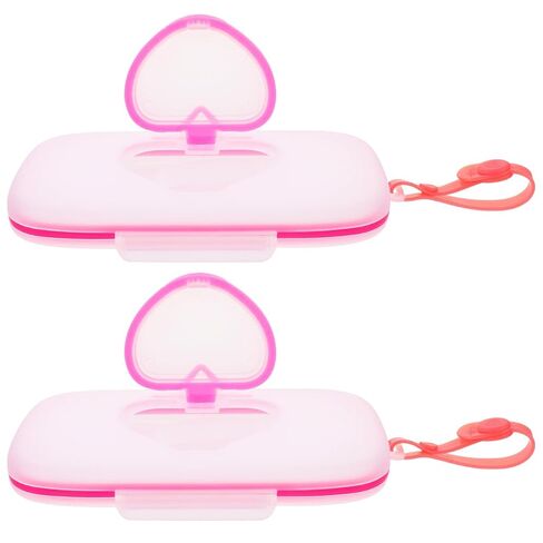 Healifty Baby Wipes Dispenser Box Portable Wet Tissue Pouch Case with Belt Clip for on the Go Lightweight Travel Wipe Holder for Stroller and Diaper Bag Compact Pink in Kuwait