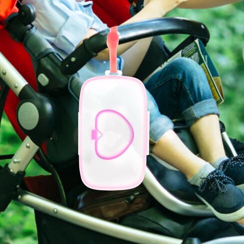 Healifty Baby Wipes Dispenser Box Portable Wet Tissue Pouch Case with Belt Clip for on the Go Lightweight Travel Wipe Holder for Stroller and Diaper Bag Compact Pink in Kuwait
