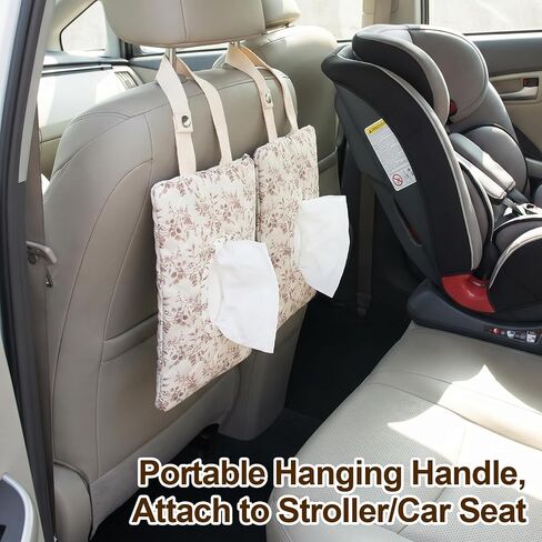 Quilted Baby Wipe Holder with Snap Handle | Portable Floral Wet Wipe Bag Wipes Pouch Reusable Diaper Pouch for Car Stroller Travel in Kuwait