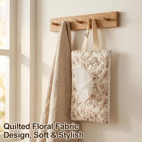 Quilted Baby Wipe Holder with Snap Handle | Portable Floral Wet Wipe Bag Wipes Pouch Reusable Diaper Pouch for Car Stroller Travel in Kuwait