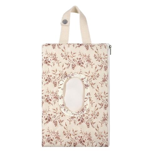 Quilted Baby Wipe Holder with Snap Handle | Portable Floral Wet Wipe Bag Wipes Pouch Reusable Diaper Pouch for Car Stroller Travel in Kuwait