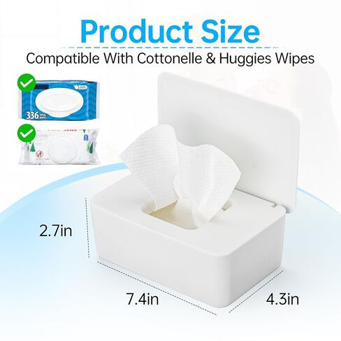 Wipes Container Compatible with Cottonelle | Refillable Flushable Wipes Holder for Huggies Wipes, Airtight Lid for Bathroom & Car,Keeps Wipe Fresh and Clean in Kuwait